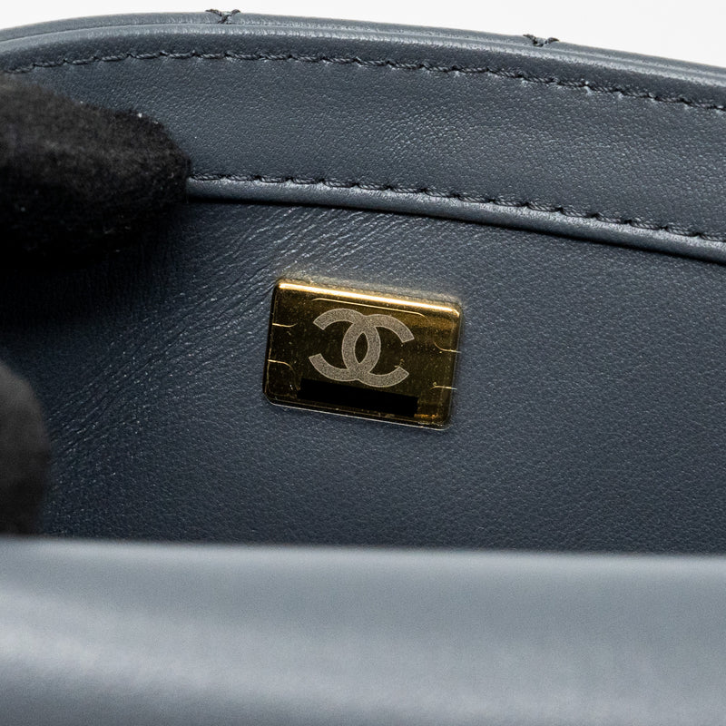 Chanel pearl crush mini rectangular flap bag Lambskin dark grey GHW (microchip)