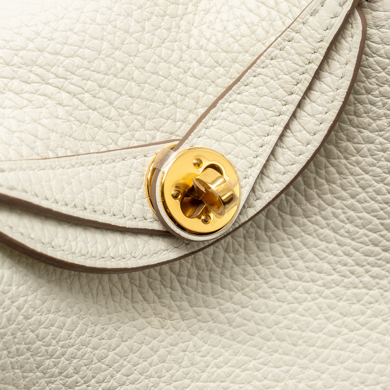 Hermes Mini Lindy Clemence Mushroom / Nata with multicolor strap GHW stamp B