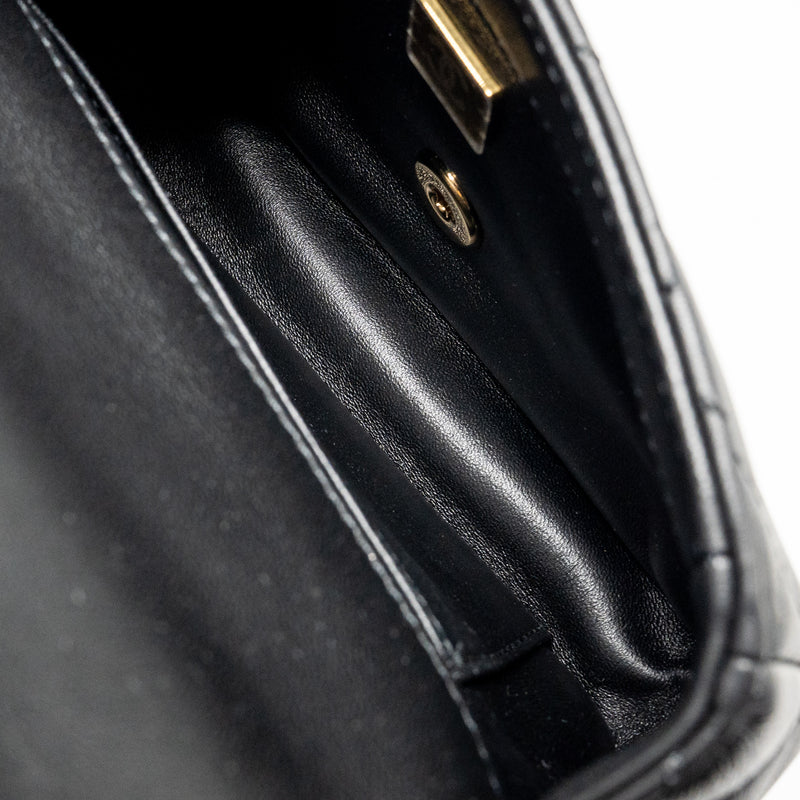 Chanel 24S Top Handle Mini Flap Bag Lambskin Black GHW (Microchip)