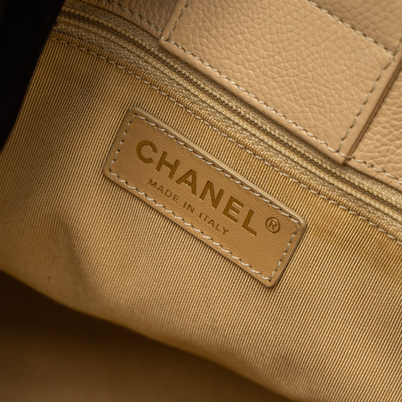 Chanel Cerf Tote Bag Grained Calfskin Beige GHW