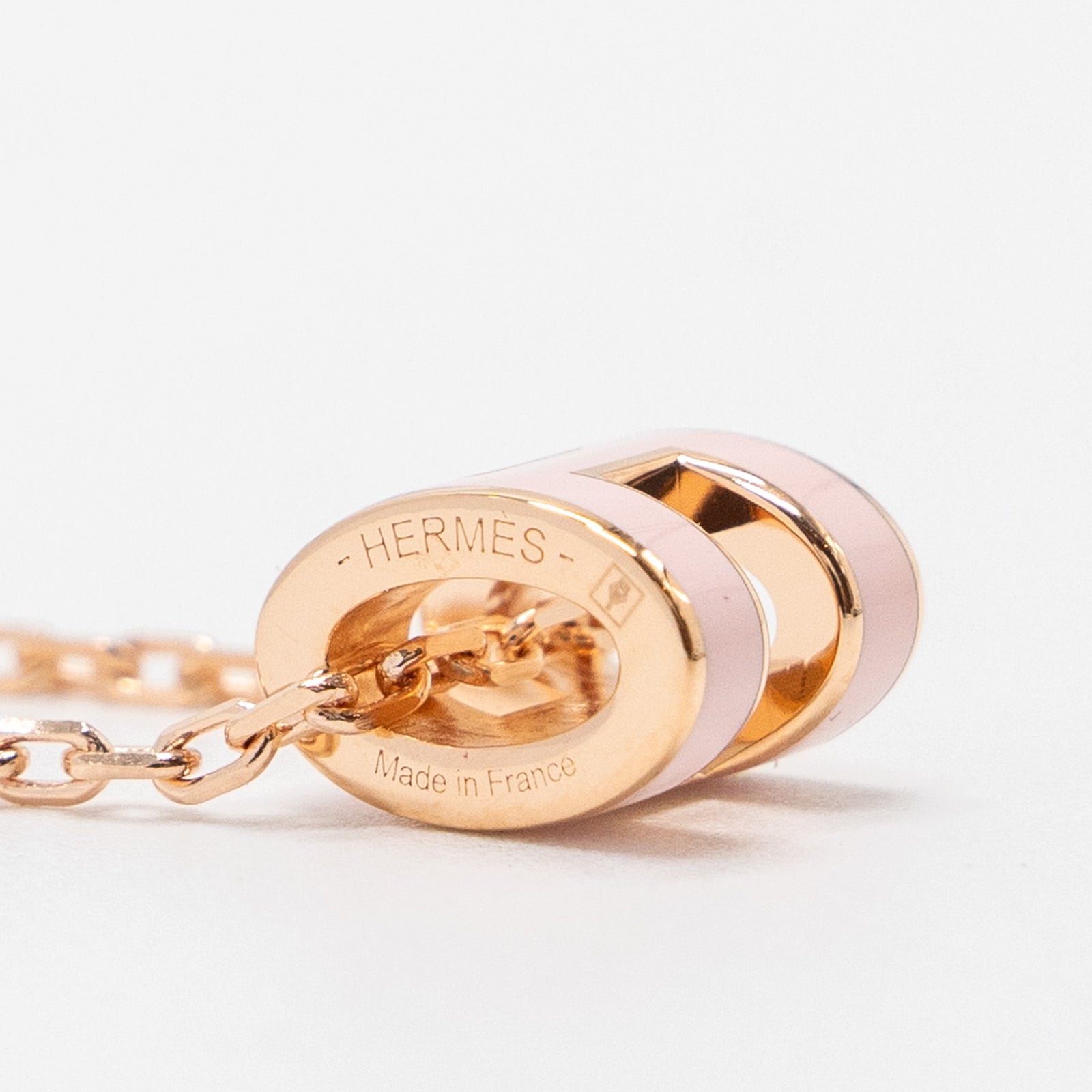 ★Hermes★(W) Mini Pop H Pendant★Rose Gold & Rose Dragee HERMES Lacquered Rose Gold Mini Pop H Pendant Necklace Rose