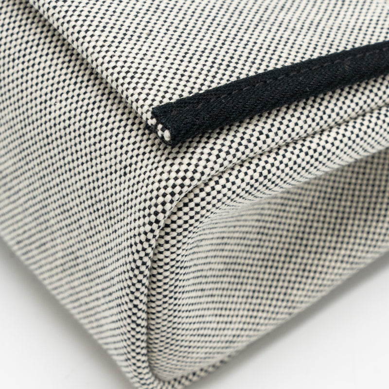 Hermes herbag mini canvas / hunter leather black / ecru GHW stamp K