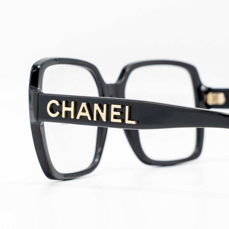 Chanel Letter Logo Square Glasses Black LGHW