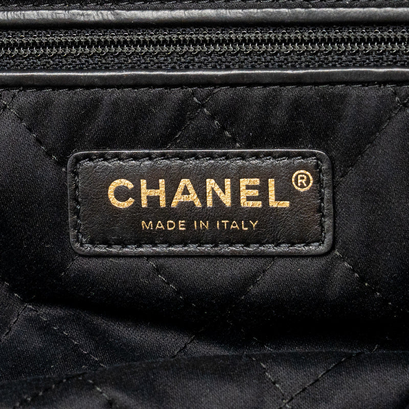 Chanel Small 22 Bag White Letter Shiny Calfskin Black GHW (Microchip)