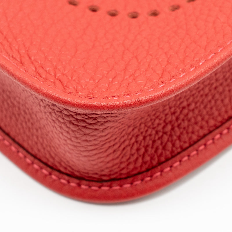 Hermes Mini Evelyne Clemence Vermillon/Rouge Vif GHW Stamp B