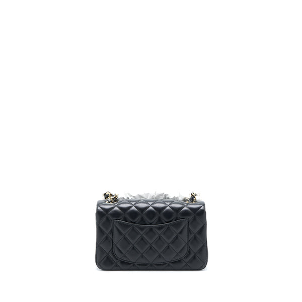 Chanel Mini Rectangular Flap Bag Lambskin Black LGHW (Microchip)