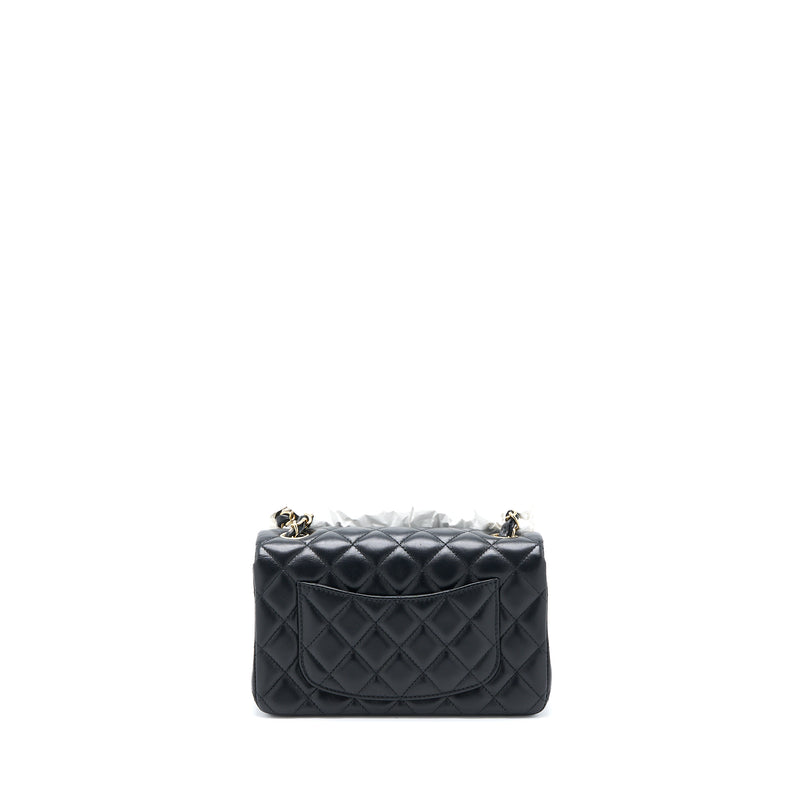 Chanel Mini Rectangular Flap Bag Lambskin Black LGHW (Microchip)