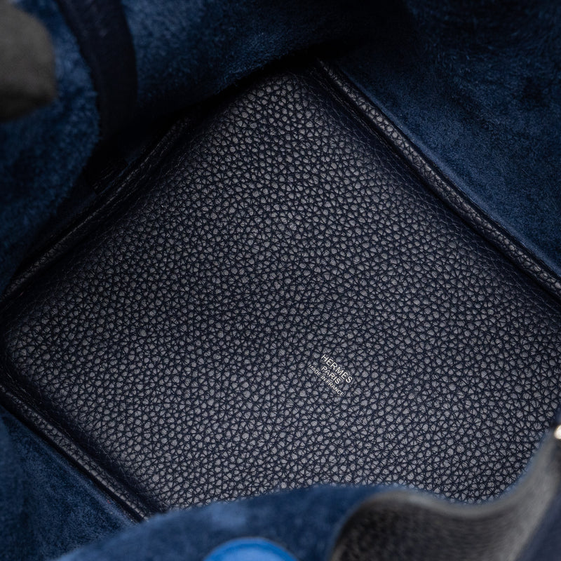 Hermes picotin 22 lock bag clemence/ swift blue nuit / blue France SHW stamp Z
