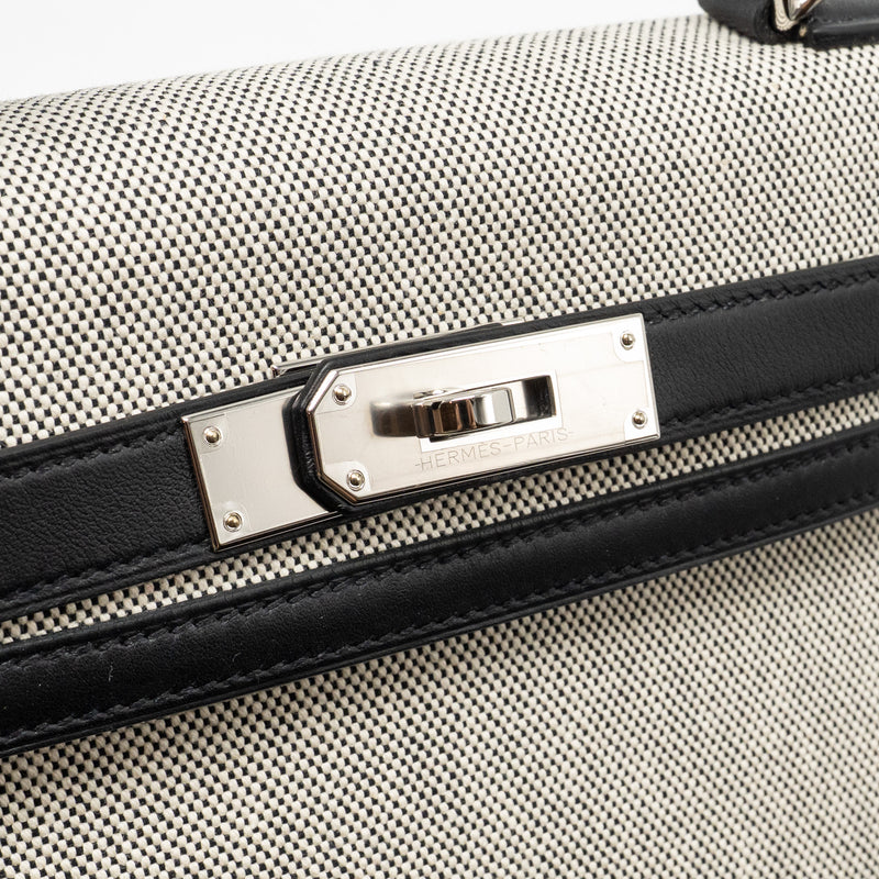 Hermes kelly 28 sellier toile H / swift ecru - black / black SHW stamp Z