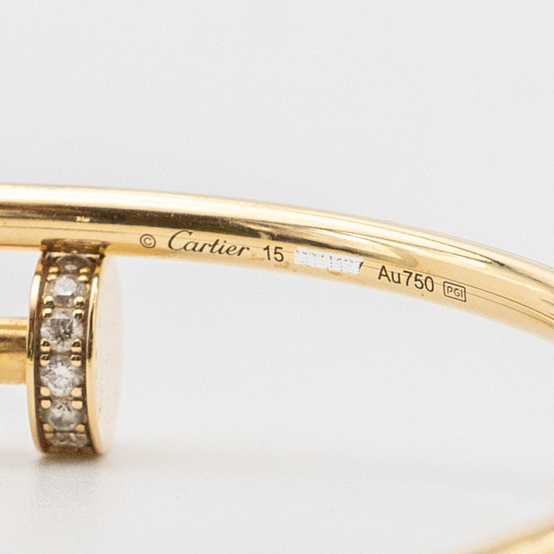 Cartier Size 15 Juste Un Clou Bracelet Small Model Yellow Gold Diamonds