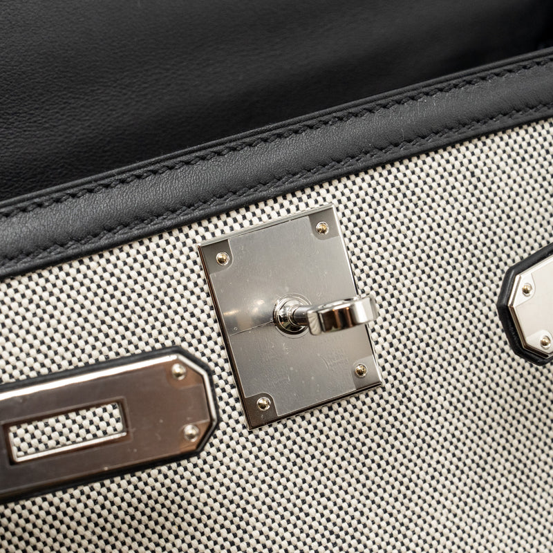 Hermes kelly 28 sellier toile H / swift ecru - black / black SHW stamp Z