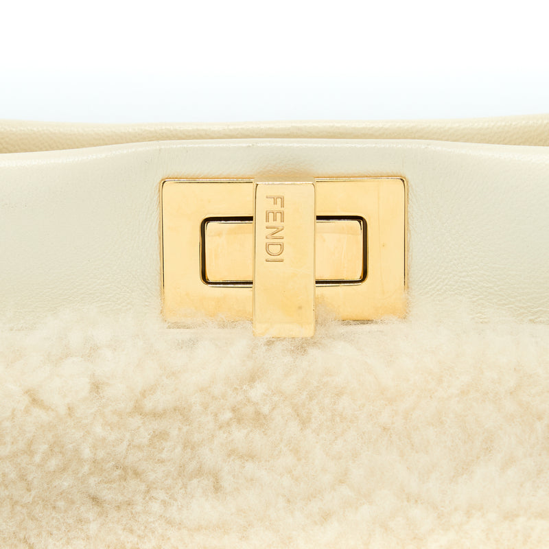 Fendi Mini Peekaboo Bag Montone Liscio Lambskin White GHW