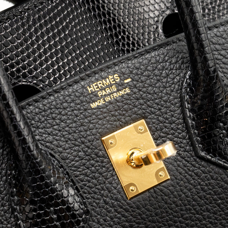 Hermes Birkin 25 Touch Togo/Lizard Black GHW Stamp B