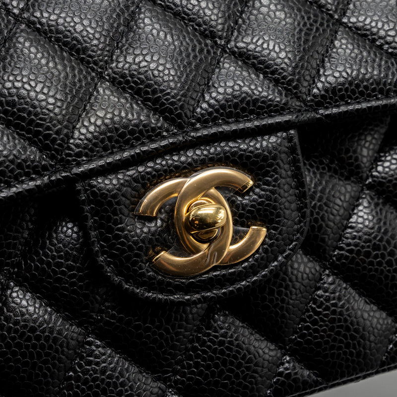 CHANEL Small Classic Double Flap Bag Black Caviar Leather, 24K GHW