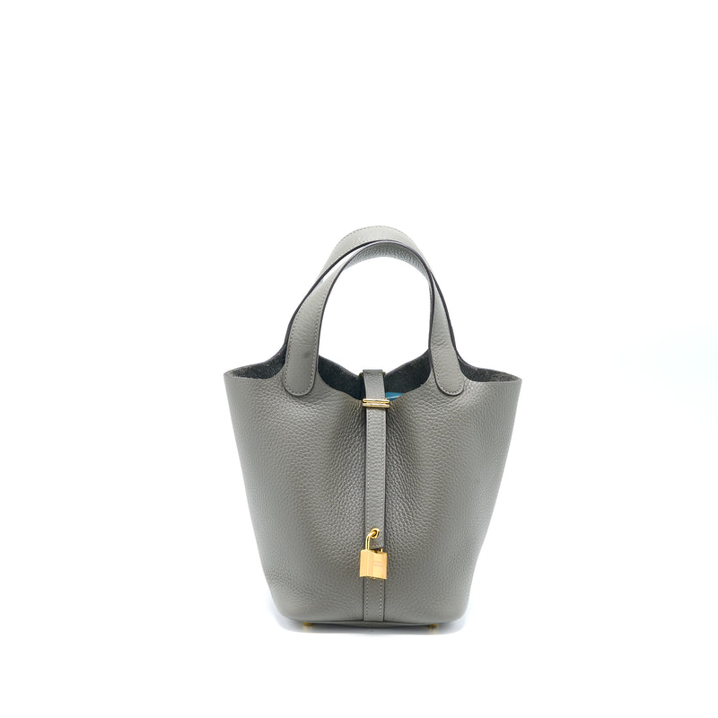 Hermes Picotin 18 Lock Bag Clemence 0L Gris Meyer GHW Stamp U