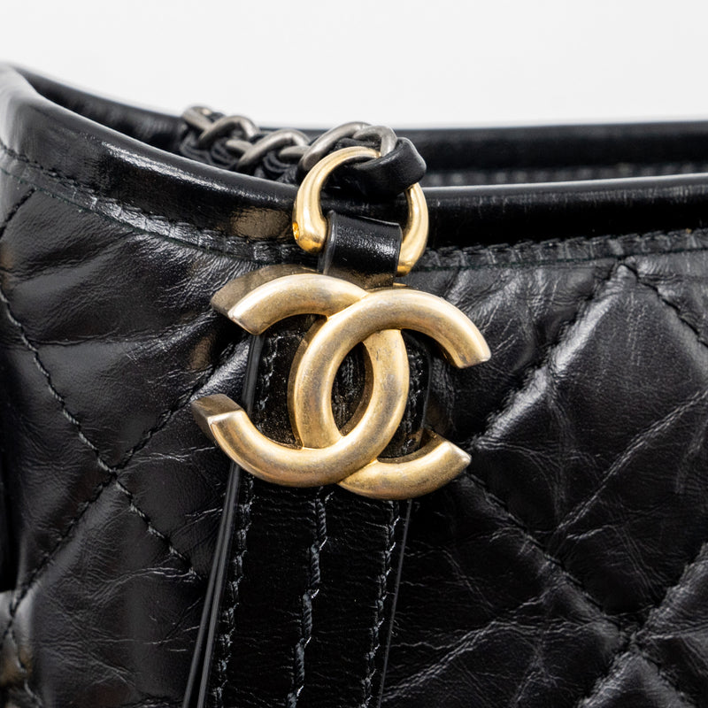 Chanel small gabrielle hobo bag calfskin black multicolour hardware