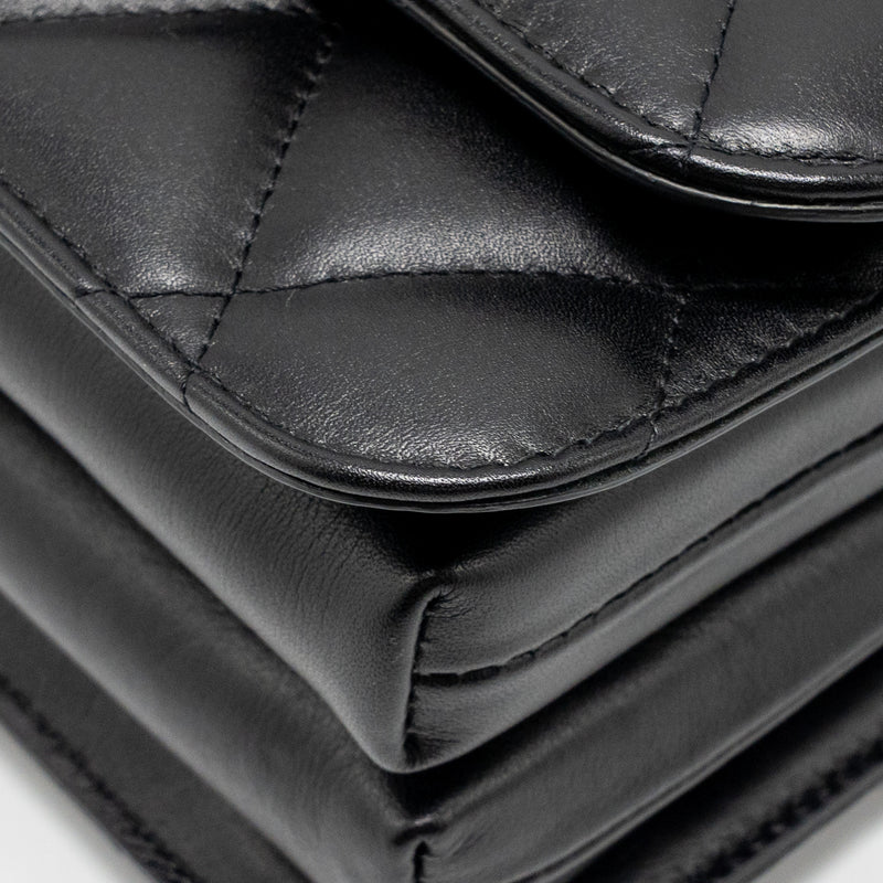 Balenciaga B. Shoulder Bag Quilted Calfskin Black Ruthenium Hardware