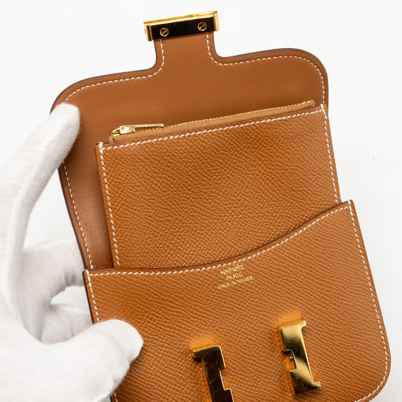Hermes Constance Slim Epsom Gold GHW Stamp Z