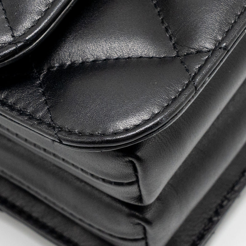 Balenciaga B. Shoulder Bag Quilted Calfskin Black Ruthenium Hardware