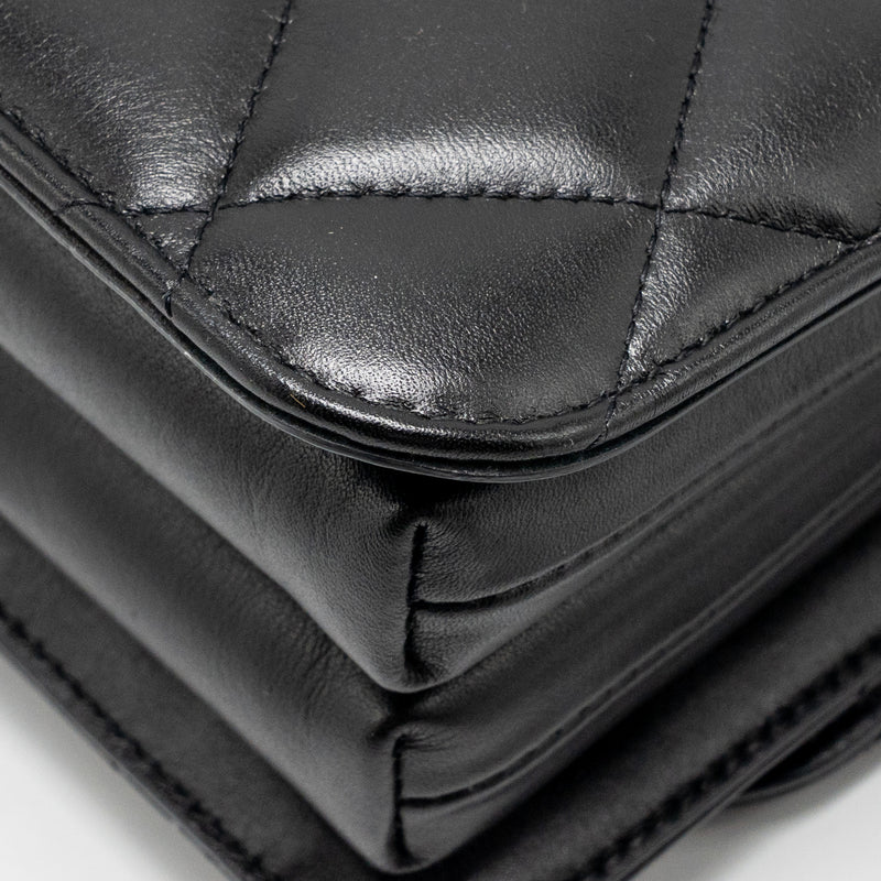 Balenciaga B. Shoulder Bag Quilted Calfskin Black Ruthenium Hardware