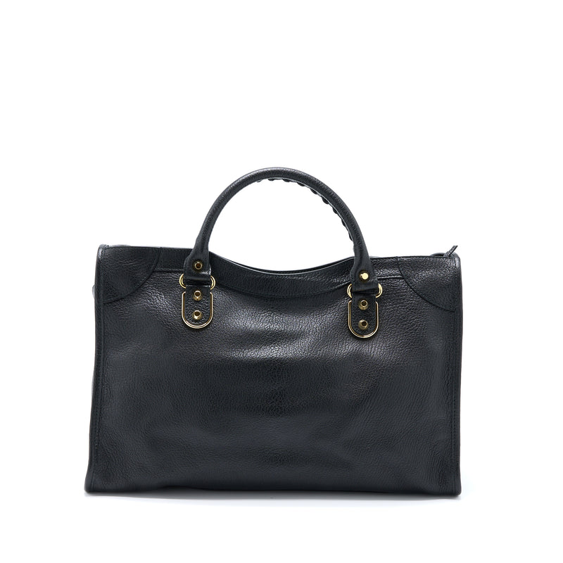 balenciaga classic traveler edge nickel black goat skin leather backpack Balenciaga Edge City Bag Goatskin Black GHW
