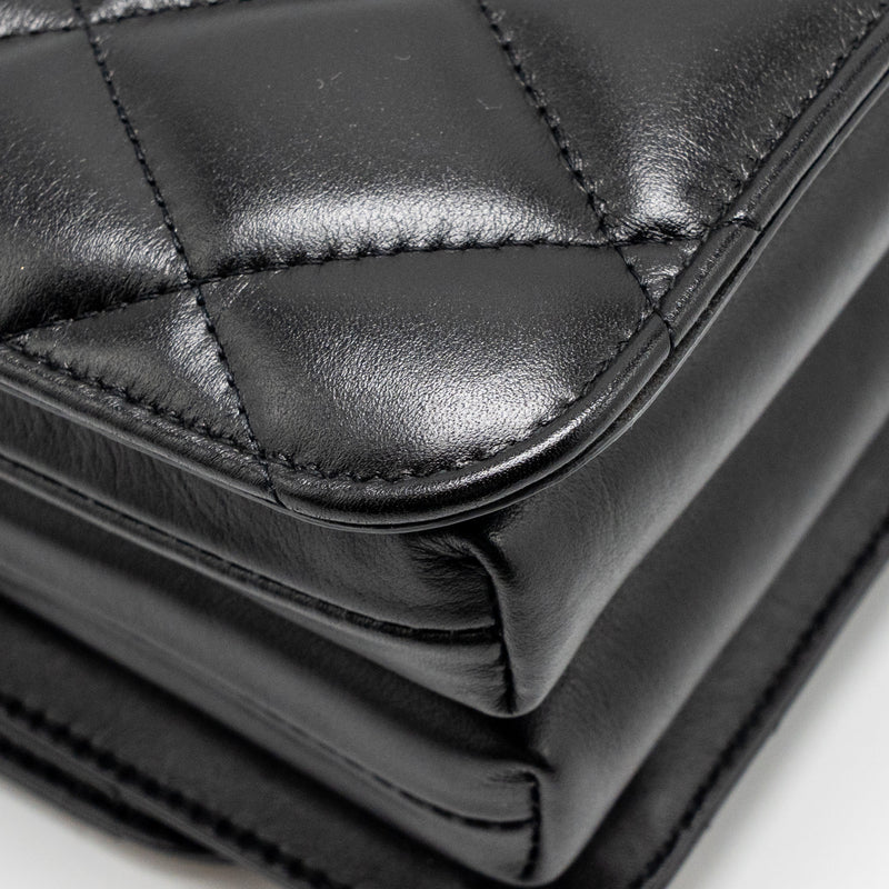 Balenciaga B. Shoulder Bag Quilted Calfskin Black Ruthenium Hardware
