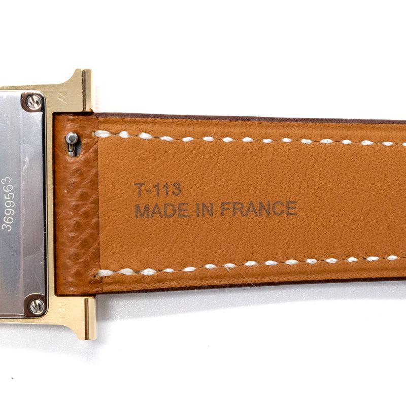 Hermes heure H watch, medium model, 30MM epsom gold strap with gold color