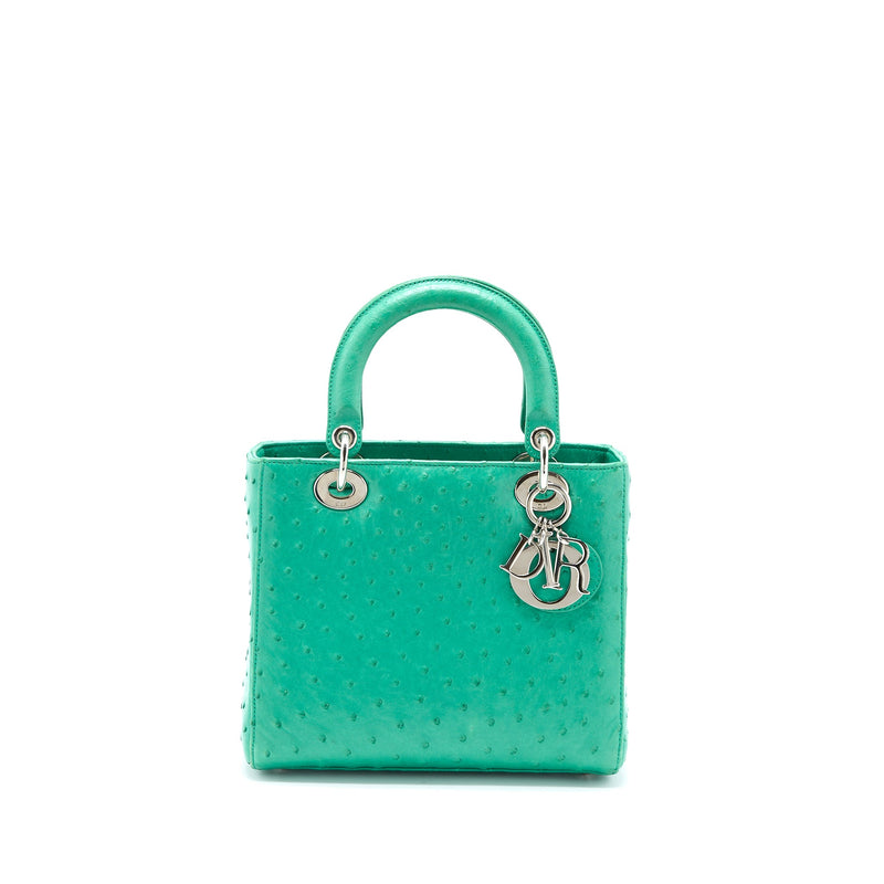 Dior Medium Lady Dior Ostrich Green SHW