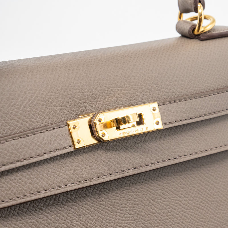 Hermes Kelly 25 Epsom 8F Gris Etain GHW Stamp D