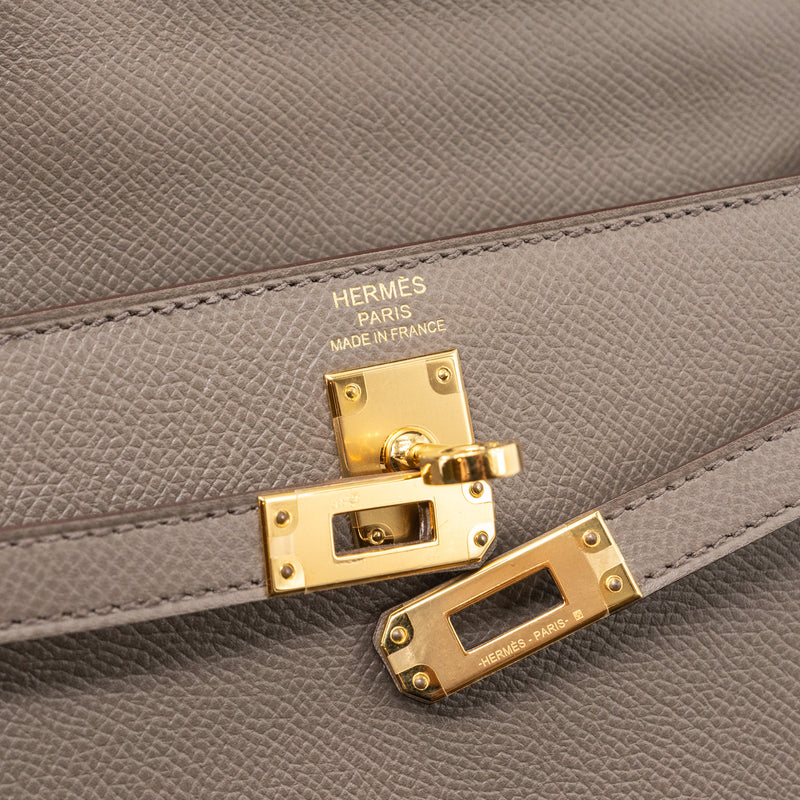 Hermes Kelly 25 Epsom 8F Gris Etain GHW Stamp D