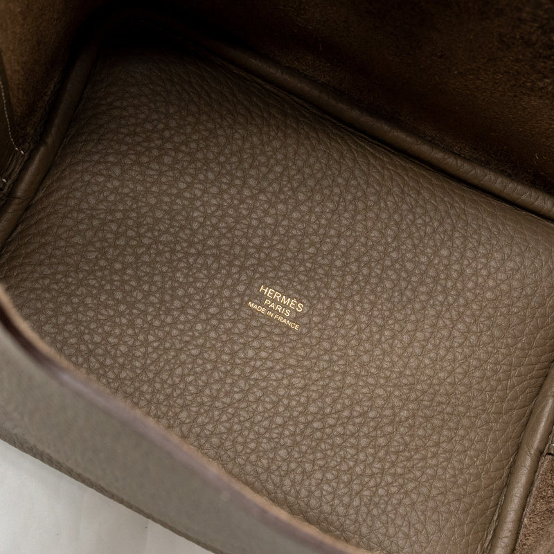 Hermes Picotin 18 lock bag Clemence Etoupe GHW stamp W