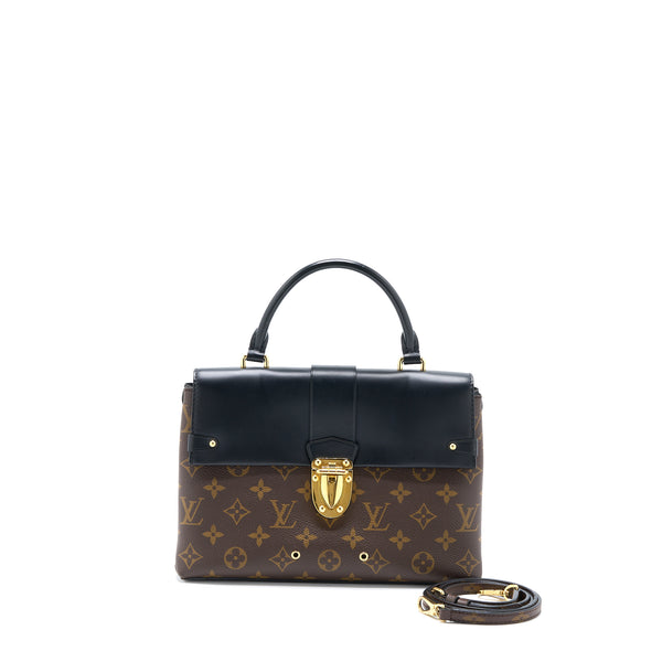 Louis Vuitton lv one handle bag monogram with black leather flap