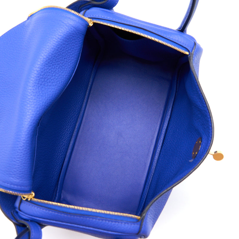 Hermes Lindy 26 Clemence Blue Royal GHW Stamp U