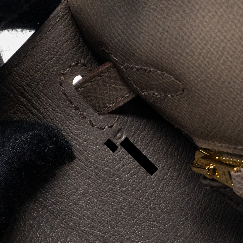 Hermes Kelly 25 Epsom 8F Gris Etain GHW Stamp D