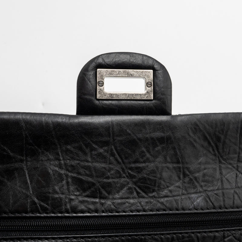 Chanel small 2.55 reissue flap bag aged calfskin black ruthenium SHW
