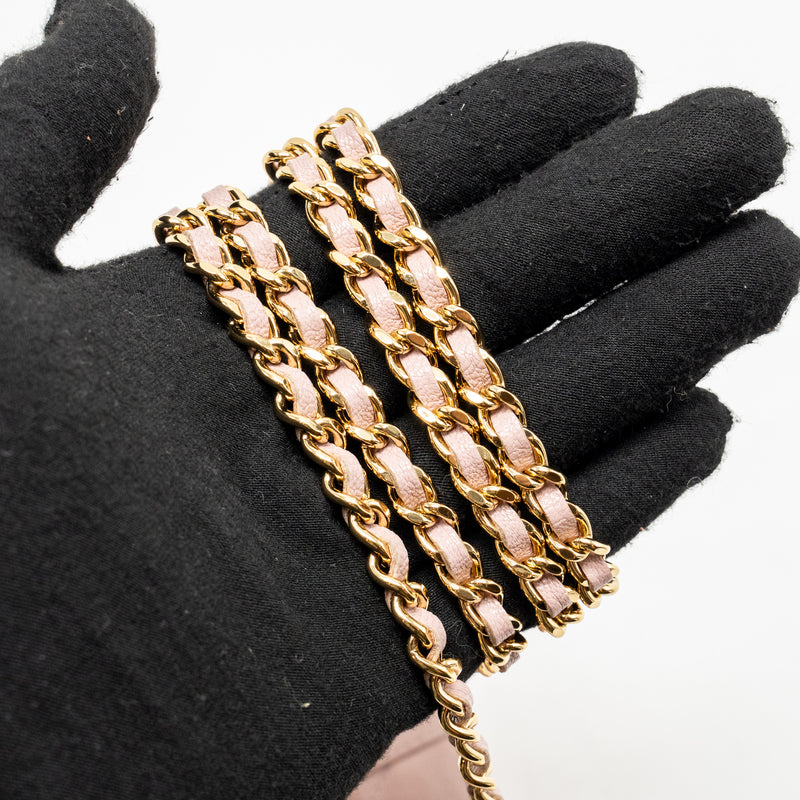 Chanel CC logo wallet with chain goatskin pink GHW