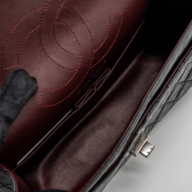 Chanel small 2.55 reissue flap bag aged calfskin black ruthenium SHW