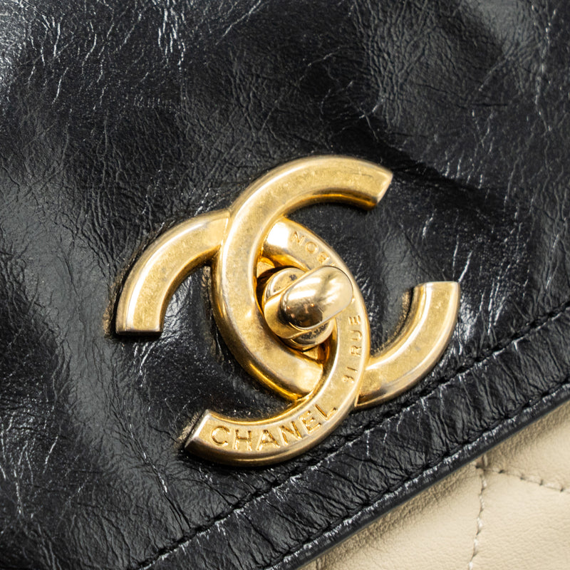 Chanel Medium In The Mix Flap Bag Leather Black/Beige/Cream GHW