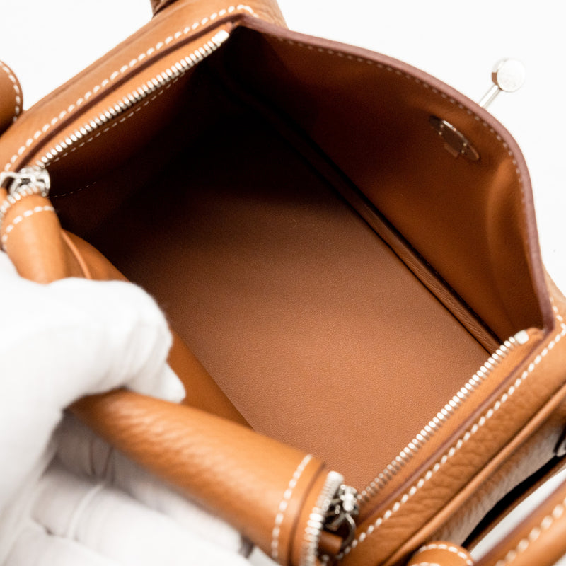 Hermes Mini Lindy II Clemence Gold SHW Stamp W