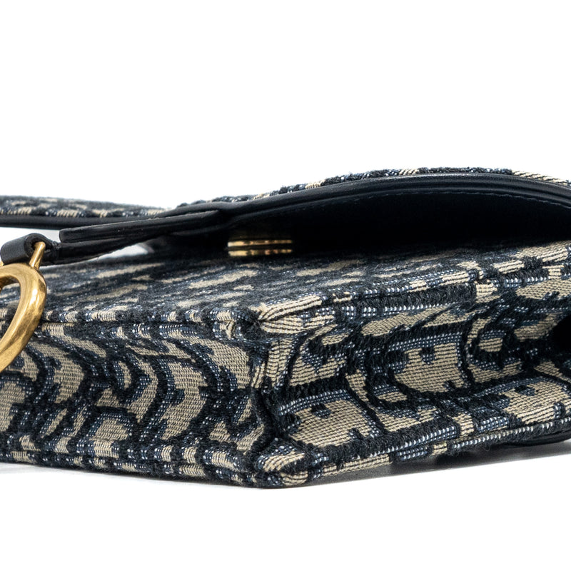 Dior Saddle belt pouch Oblique Jacquard blue GHW