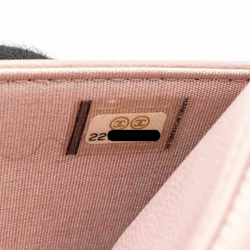 Chanel CC logo wallet with chain goatskin pink GHW