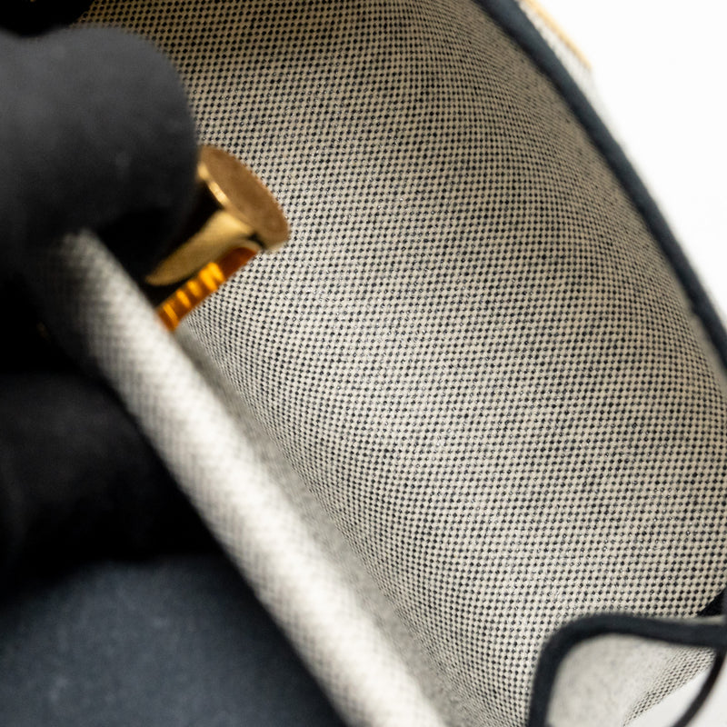 Hermes herbag mini canvas / hunter leather black / ecru GHW stamp K