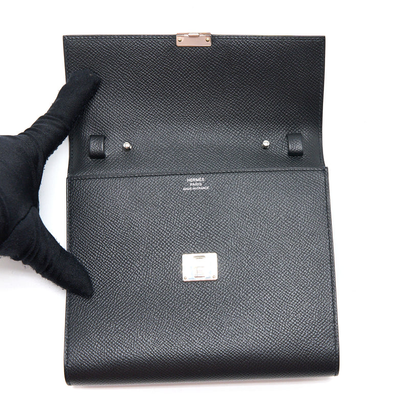 Hermes Clic 16 Wallet Epsom Black SHW Stamp Y