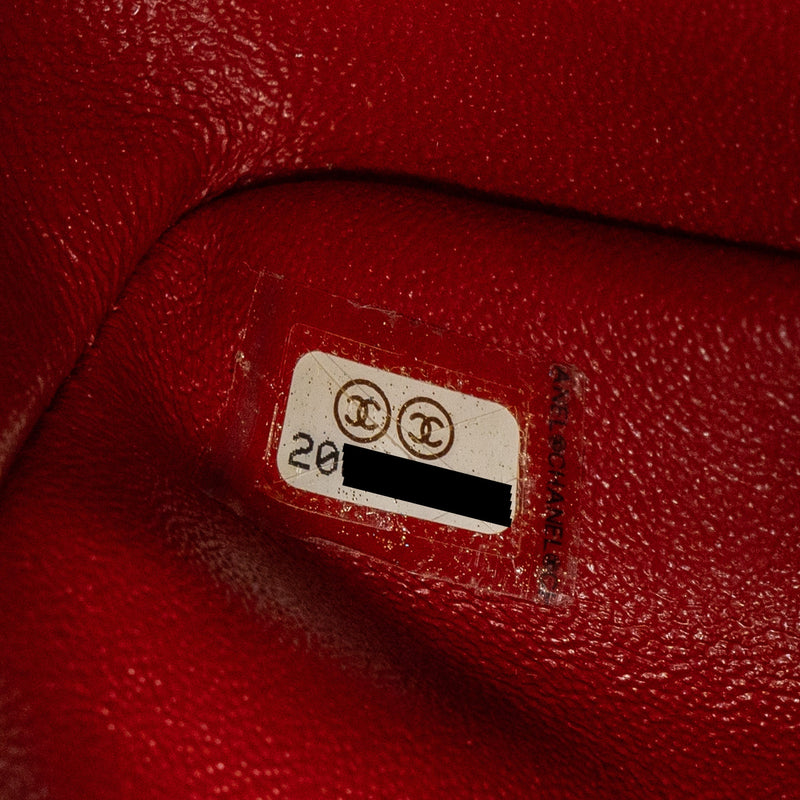 Chanel mini square flap bag lambskin Red black hardware