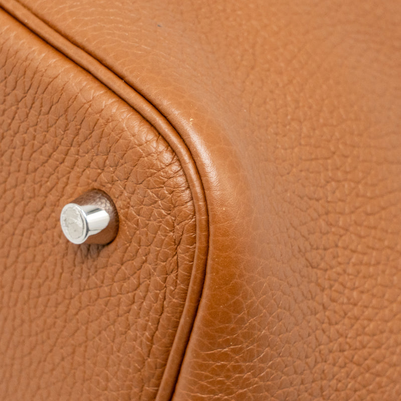 Hermes Picotin 22 Lock Bag Clemence/Swift Gold/Blue Brume Handle SHW Stamp Z