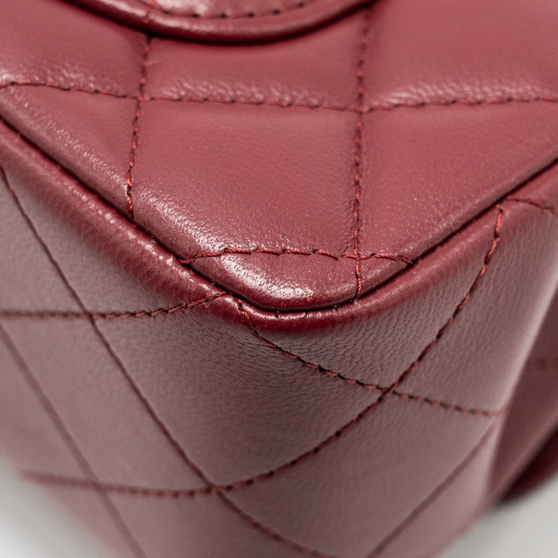 Chanel Top Handle Mini Rectangular Flap Bag Lambskin Burgundy LGHW (Microchip)