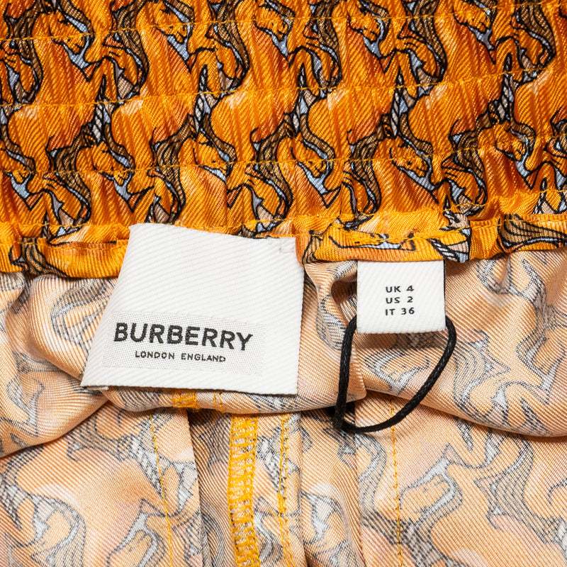 Burberry SIze 36 Unicorn Print Shorts Silk Orange /Multicolour