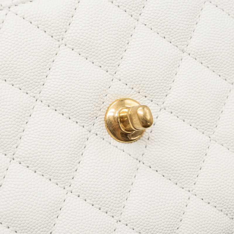 Chanel 23P detailed top handle Small coco handle caviar white GHW (microchip )