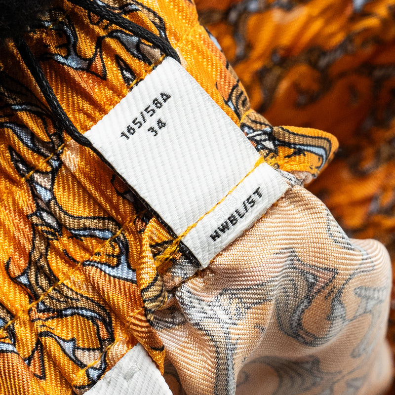 Burberry SIze 36 Unicorn Print Shorts Silk Orange /Multicolour