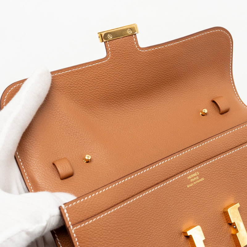 Hermes Constance to Go Evercolor Gold GHW Stamp W